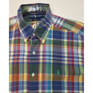 Polo Ralph Lauren Shirt Mens M Plaid Short Blake Fit Colorful Limited‎ Use